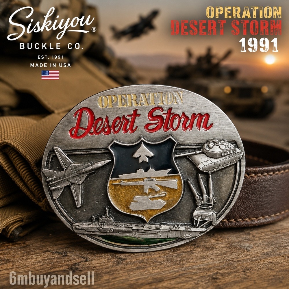 Vintage 1991 Siskiyou Operation Desert Storm Belt Buckle General Schwarzkopf USA